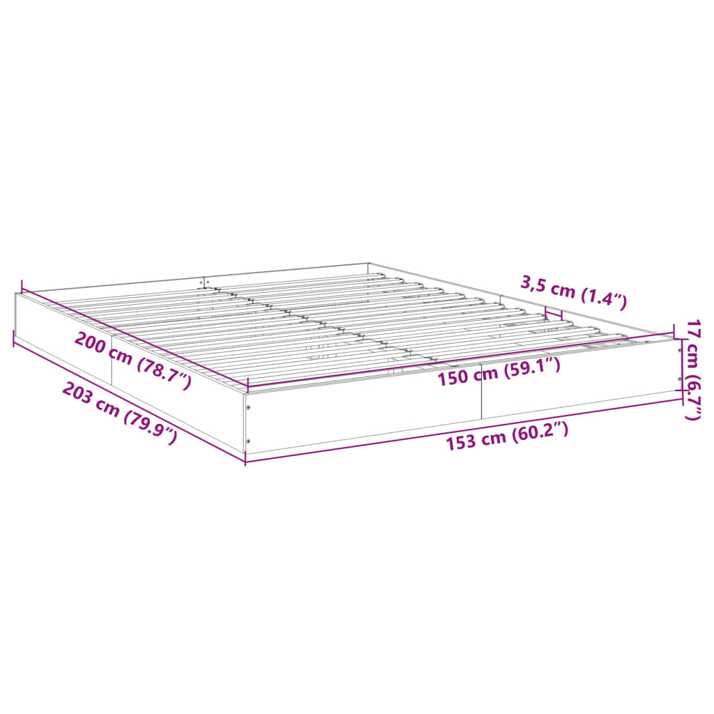 Bedframe bewerkt hout zwart 150x200 cm is nu te koop bij PeponiXL, paradijselijk wonen!