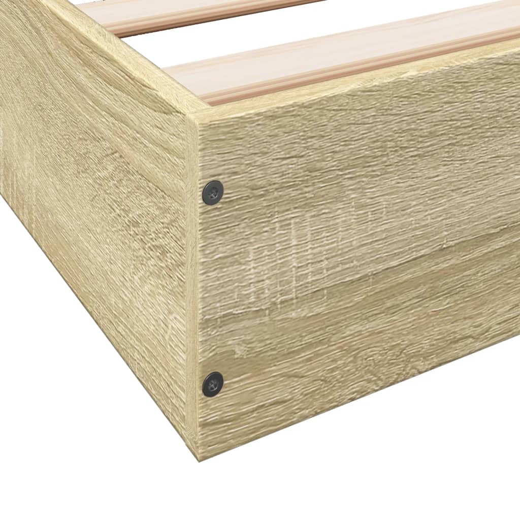 Bedframe zonder matras hout sonoma eikenkleurig 150x200 cm is nu te koop bij PeponiXL, paradijselijk wonen!