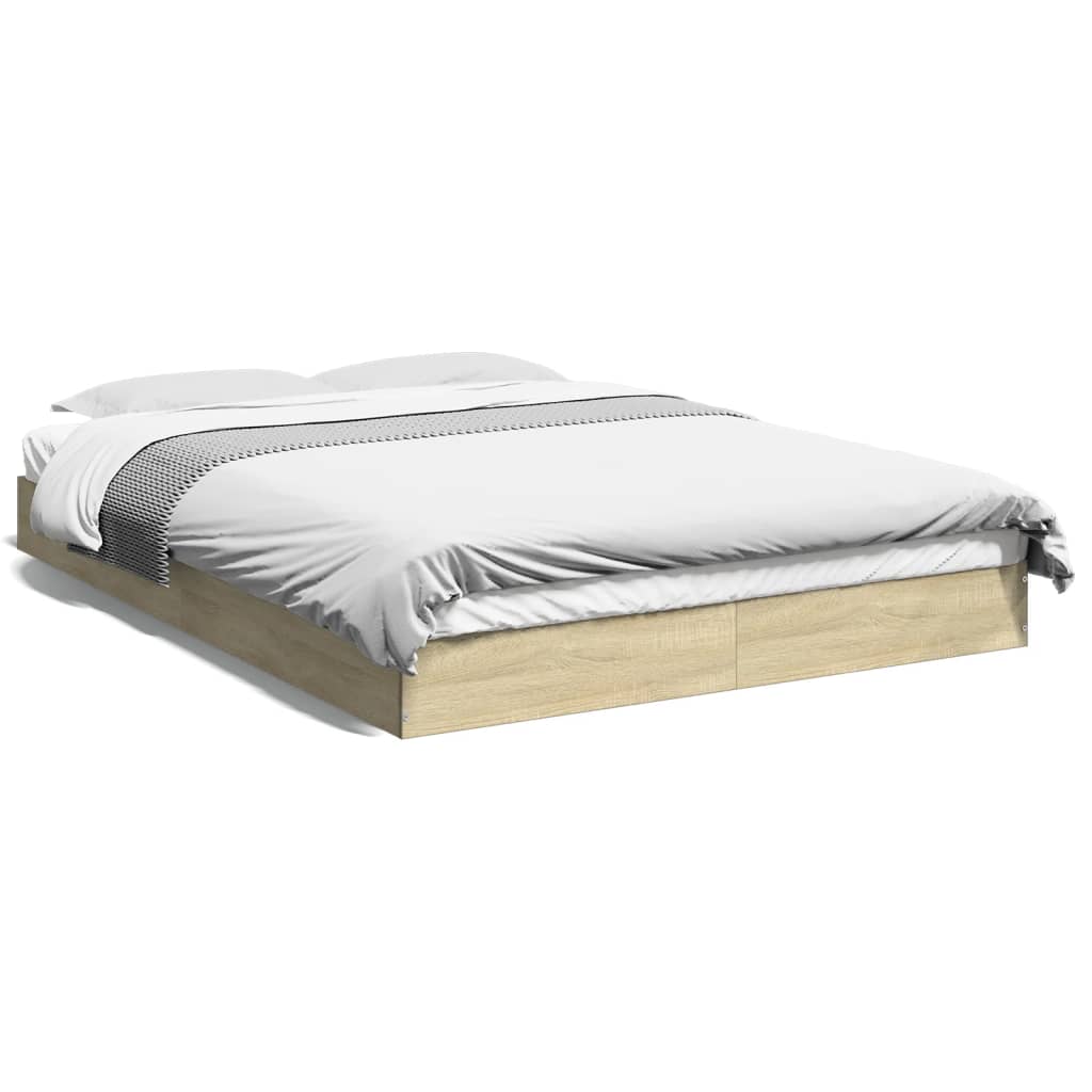 Bedframe zonder matras hout sonoma eikenkleurig 140x200 cm is nu te koop bij PeponiXL, paradijselijk wonen!