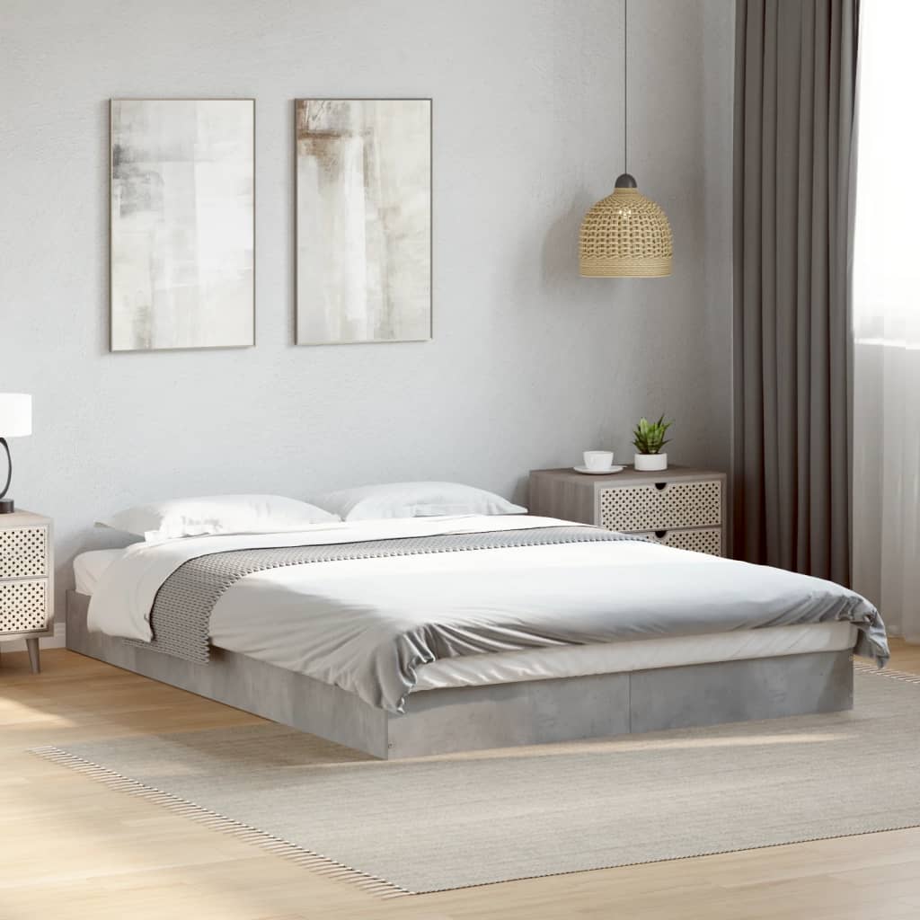 Bedframe bewerkt hout betongrijs 140x200 cm is nu te koop bij PeponiXL, paradijselijk wonen!