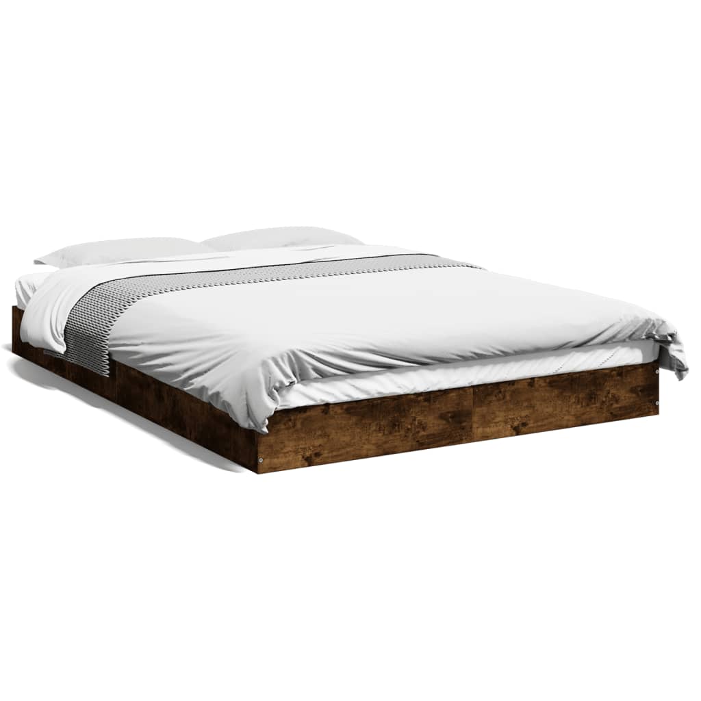Bedframe zonder matras hout gerookt eikenkleurig 140x200 cm is nu te koop bij PeponiXL, paradijselijk wonen!