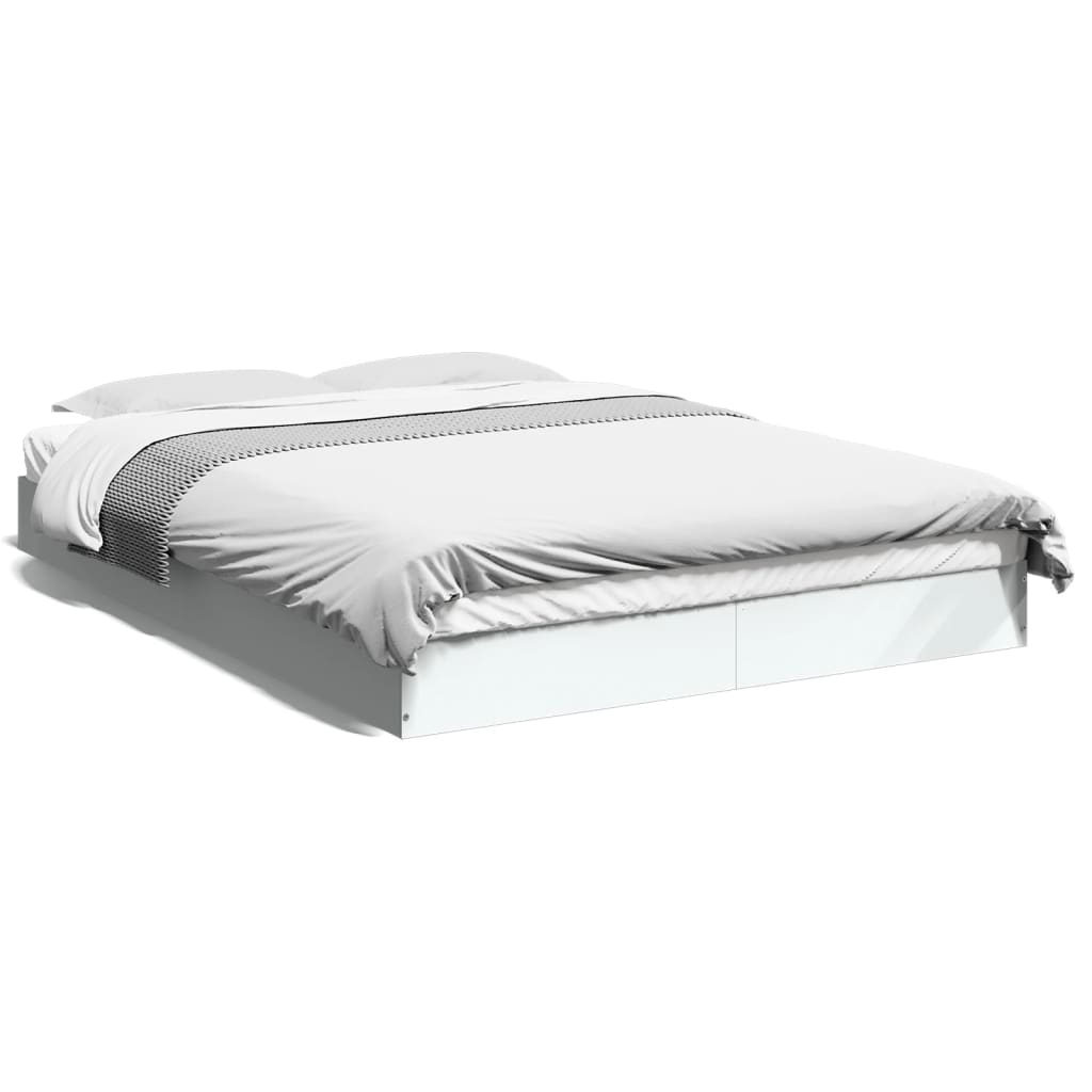 Bedframe bewerkt hout wit 135x190 cm is nu te koop bij PeponiXL, paradijselijk wonen!