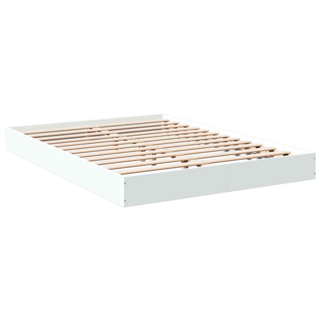 Bedframe bewerkt hout wit 135x190 cm is nu te koop bij PeponiXL, paradijselijk wonen!