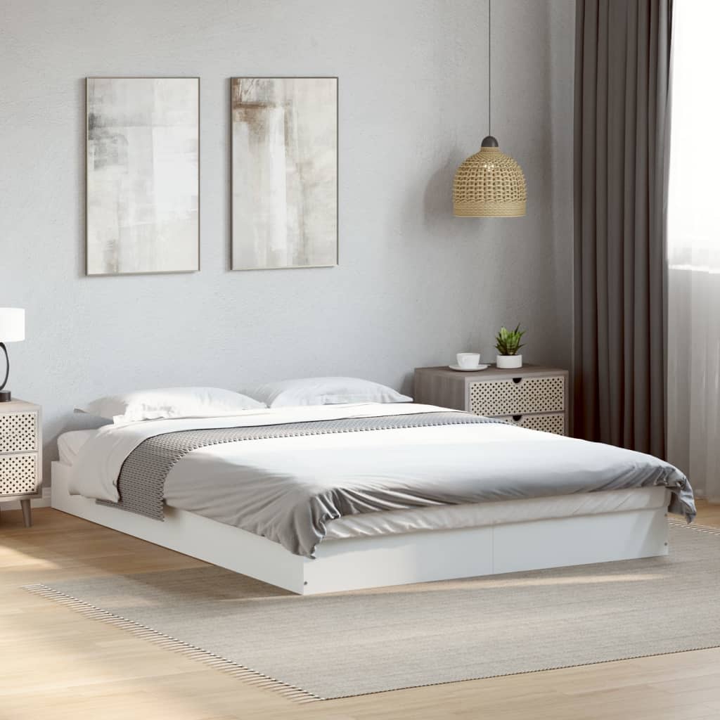 Bedframe bewerkt hout wit 135x190 cm is nu te koop bij PeponiXL, paradijselijk wonen!