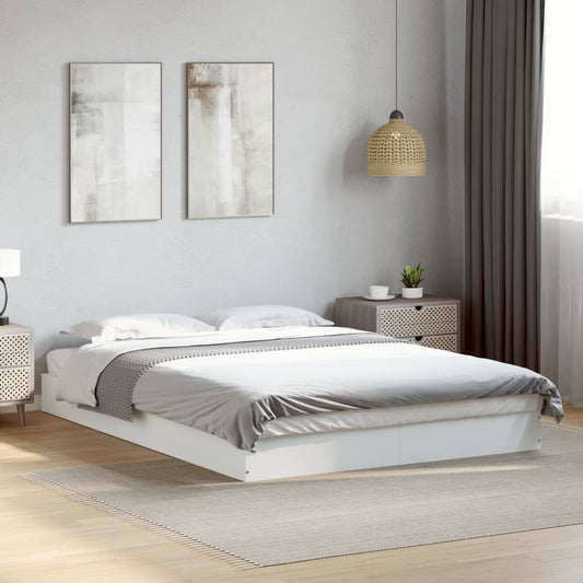 Bedframe bewerkt hout wit 135x190 cm is nu te koop bij PeponiXL, paradijselijk wonen!