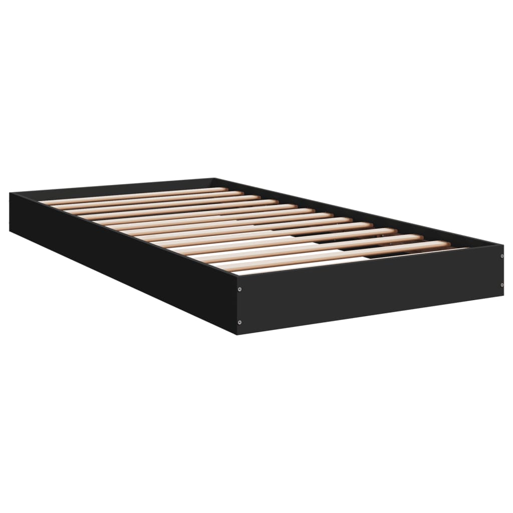 Bedframe bewerkt hout zwart 100x200 cm is nu te koop bij PeponiXL, paradijselijk wonen!