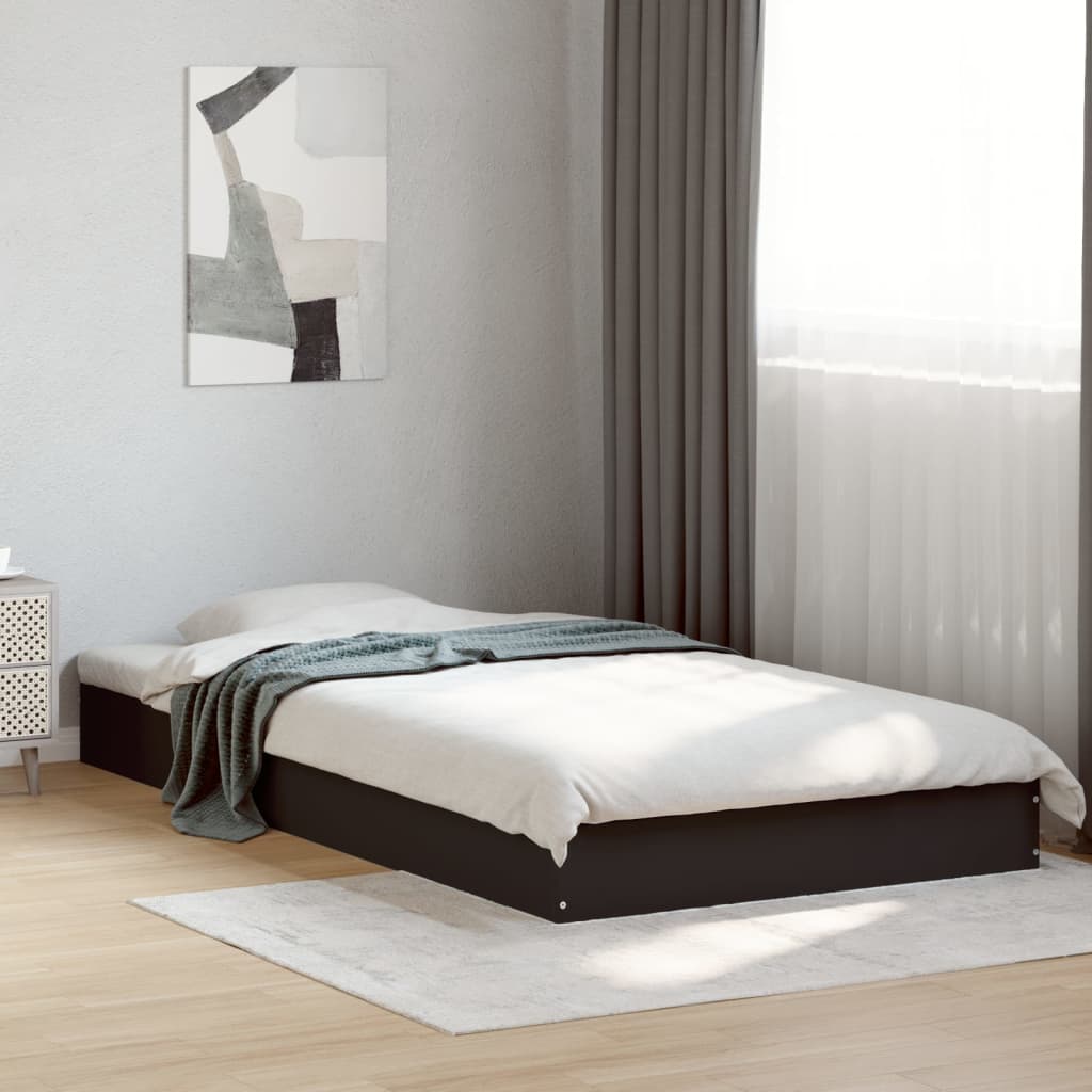 Bedframe bewerkt hout zwart 100x200 cm is nu te koop bij PeponiXL, paradijselijk wonen!