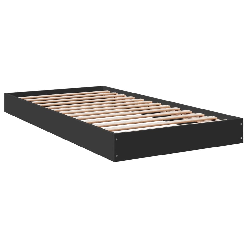 Bedframe bewerkt hout zwart 100x200 cm is nu te koop bij PeponiXL, paradijselijk wonen!