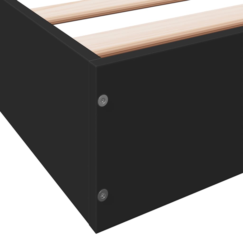 Bedframe bewerkt hout zwart 100x200 cm is nu te koop bij PeponiXL, paradijselijk wonen!