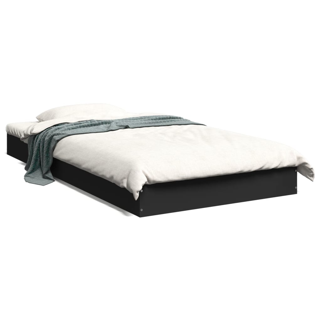 Bedframe bewerkt hout zwart 100x200 cm is nu te koop bij PeponiXL, paradijselijk wonen!