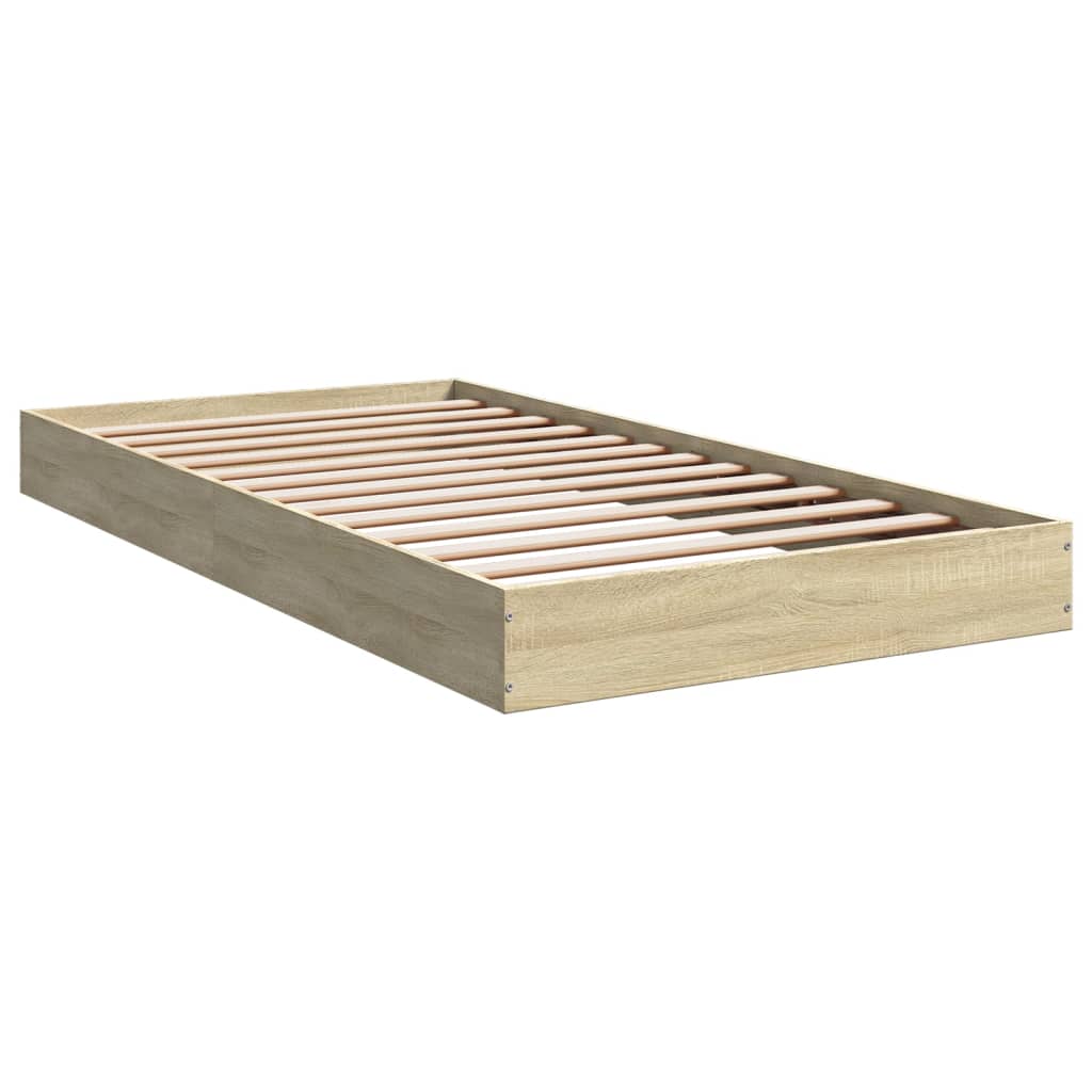 Bedframe zonder matras hout sonoma eikenkleurig 100x200 cm is nu te koop bij PeponiXL, paradijselijk wonen!