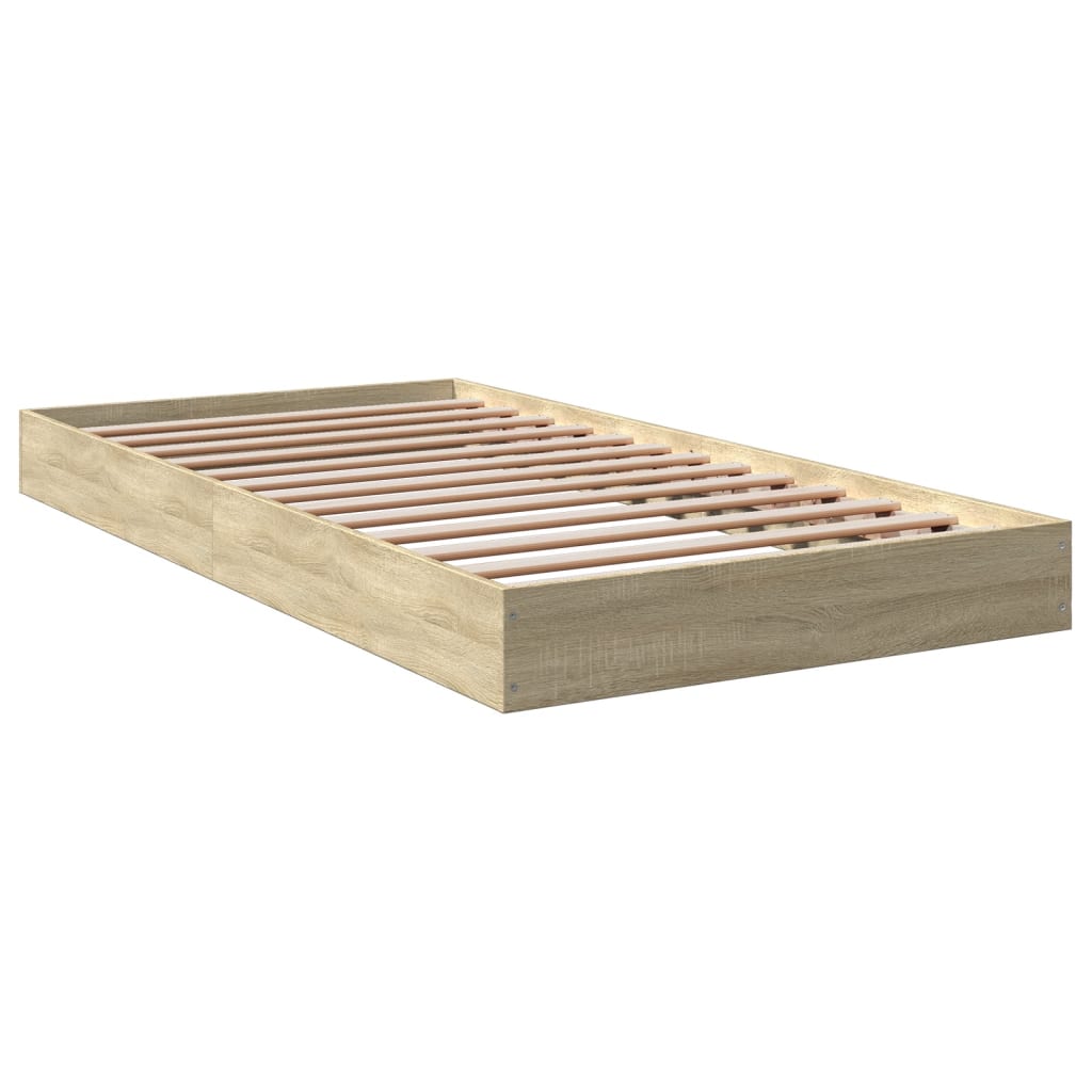 Bedframe zonder matras hout sonoma eikenkleurig 100x200 cm is nu te koop bij PeponiXL, paradijselijk wonen!