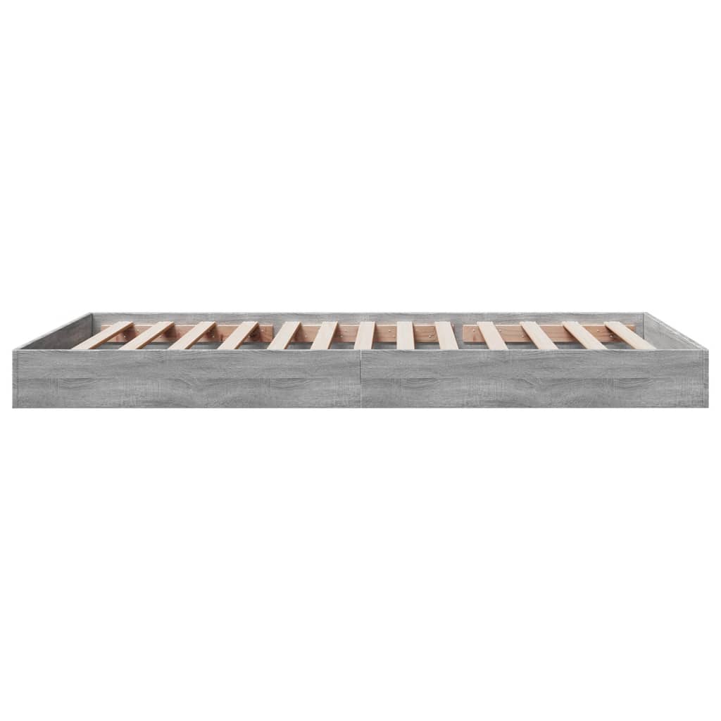 Bedframe bewerkt hout grijs sonoma eikenkleurig 100x200 cm is nu te koop bij PeponiXL, paradijselijk wonen!