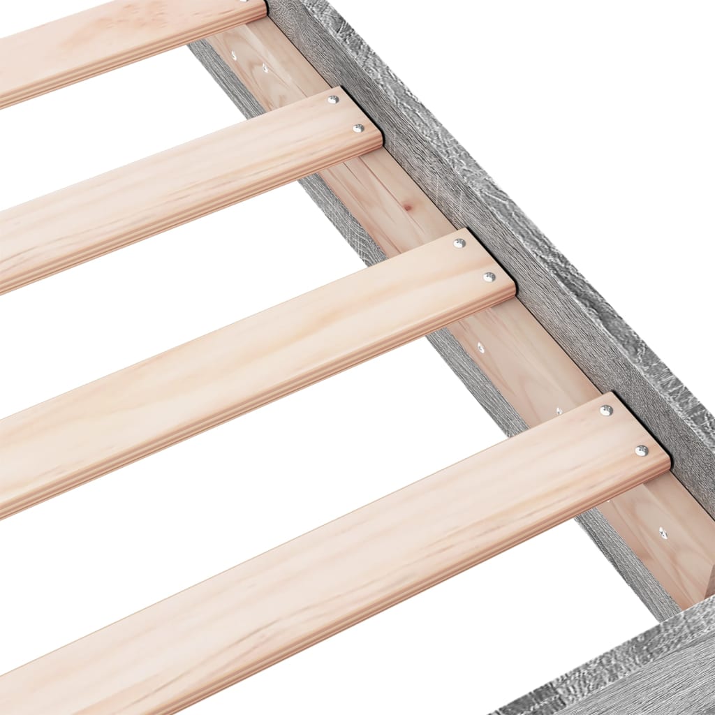 Bedframe bewerkt hout grijs sonoma eikenkleurig 100x200 cm is nu te koop bij PeponiXL, paradijselijk wonen!