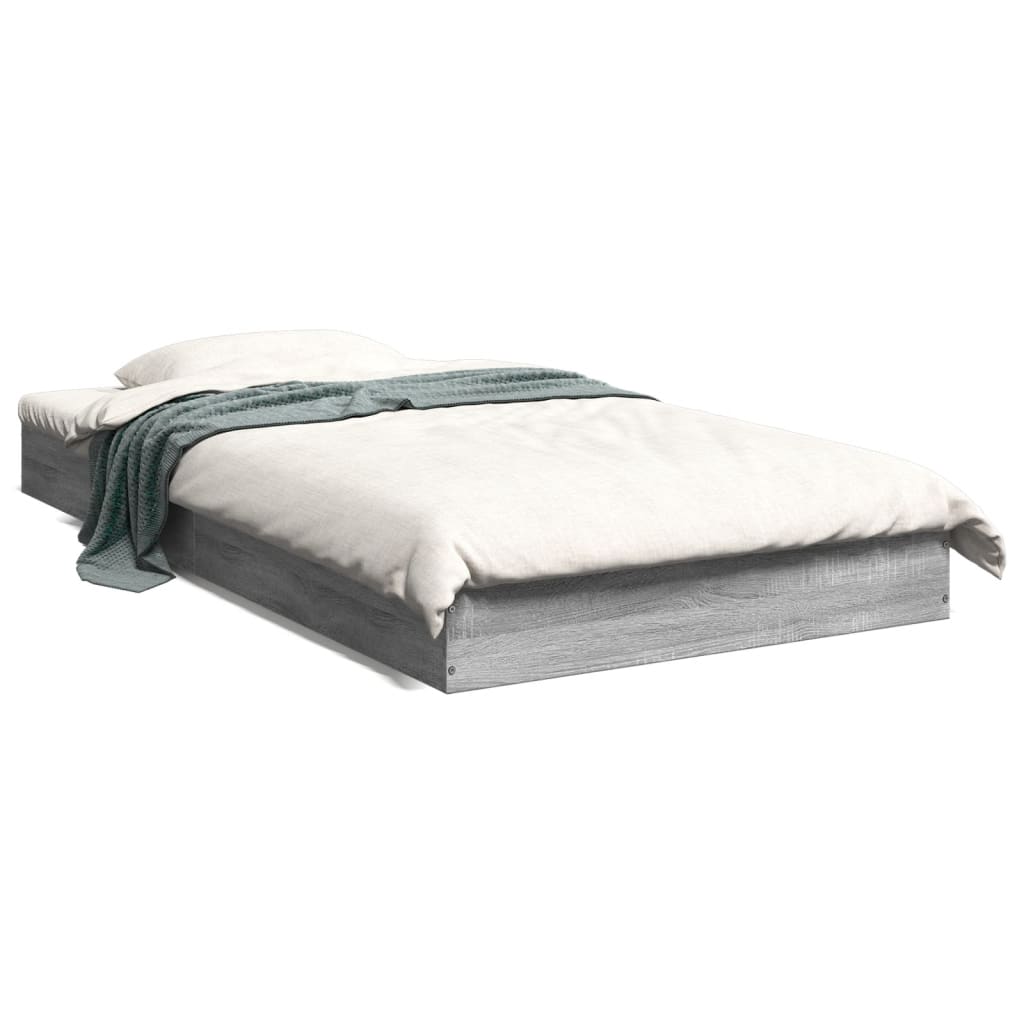Bedframe bewerkt hout grijs sonoma eikenkleurig 100x200 cm is nu te koop bij PeponiXL, paradijselijk wonen!
