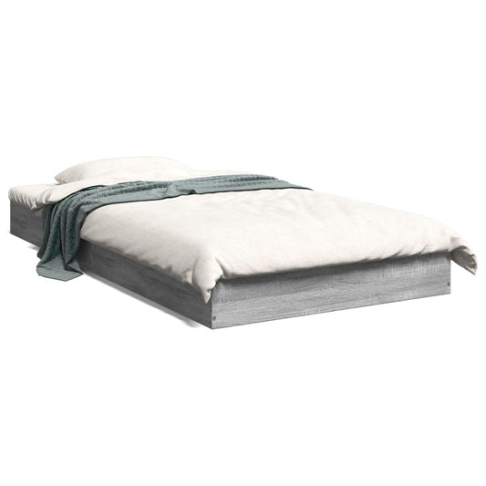 Bedframe bewerkt hout grijs sonoma eikenkleurig 100x200 cm is nu te koop bij PeponiXL, paradijselijk wonen!