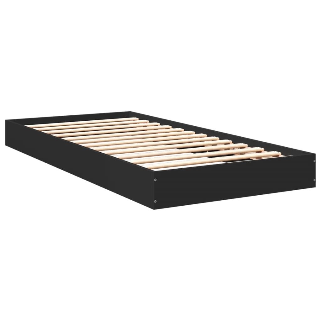 Bedframe bewerkt hout zwart 75x190 cm is nu te koop bij PeponiXL, paradijselijk wonen!