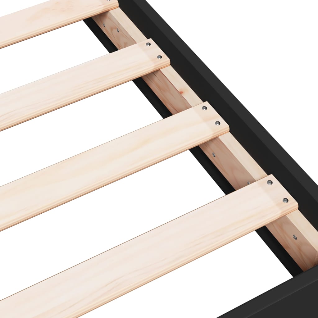 Bedframe bewerkt hout zwart 75x190 cm is nu te koop bij PeponiXL, paradijselijk wonen!