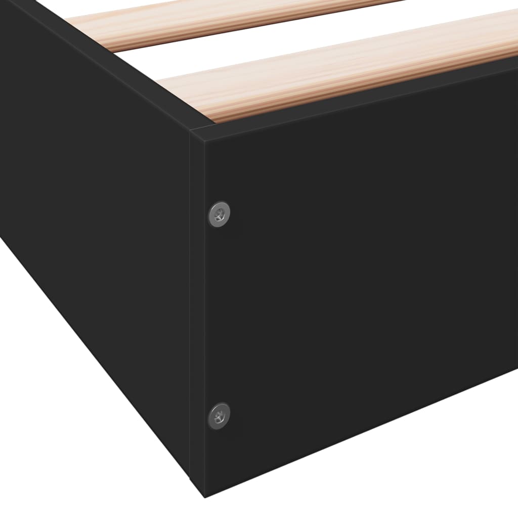 Bedframe bewerkt hout zwart 75x190 cm is nu te koop bij PeponiXL, paradijselijk wonen!