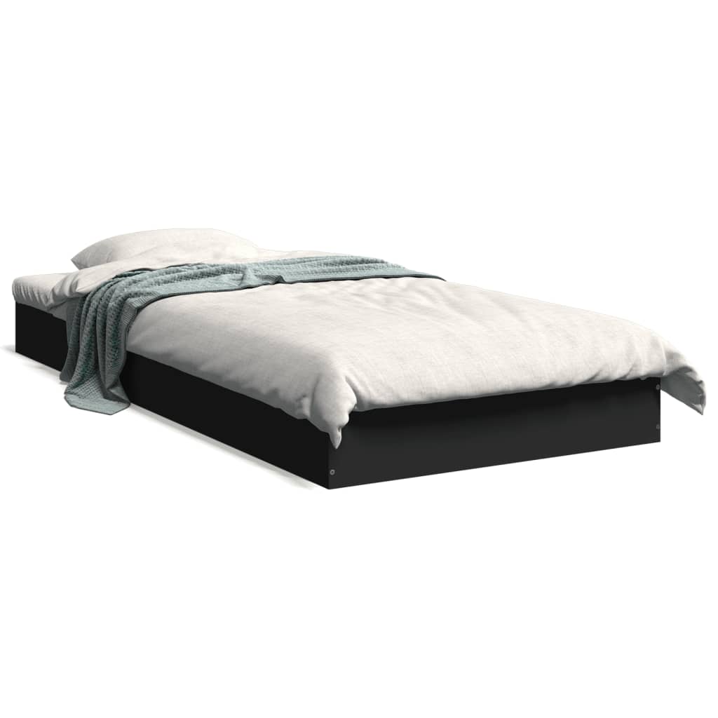 Bedframe bewerkt hout zwart 75x190 cm is nu te koop bij PeponiXL, paradijselijk wonen!