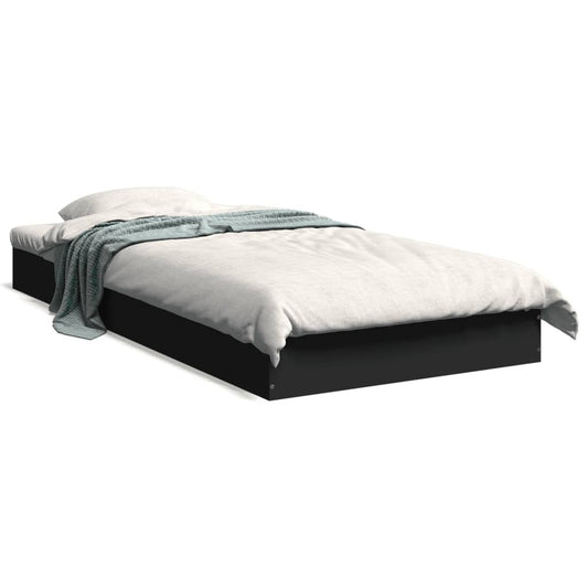 Bedframe bewerkt hout zwart 75x190 cm is nu te koop bij PeponiXL, paradijselijk wonen!