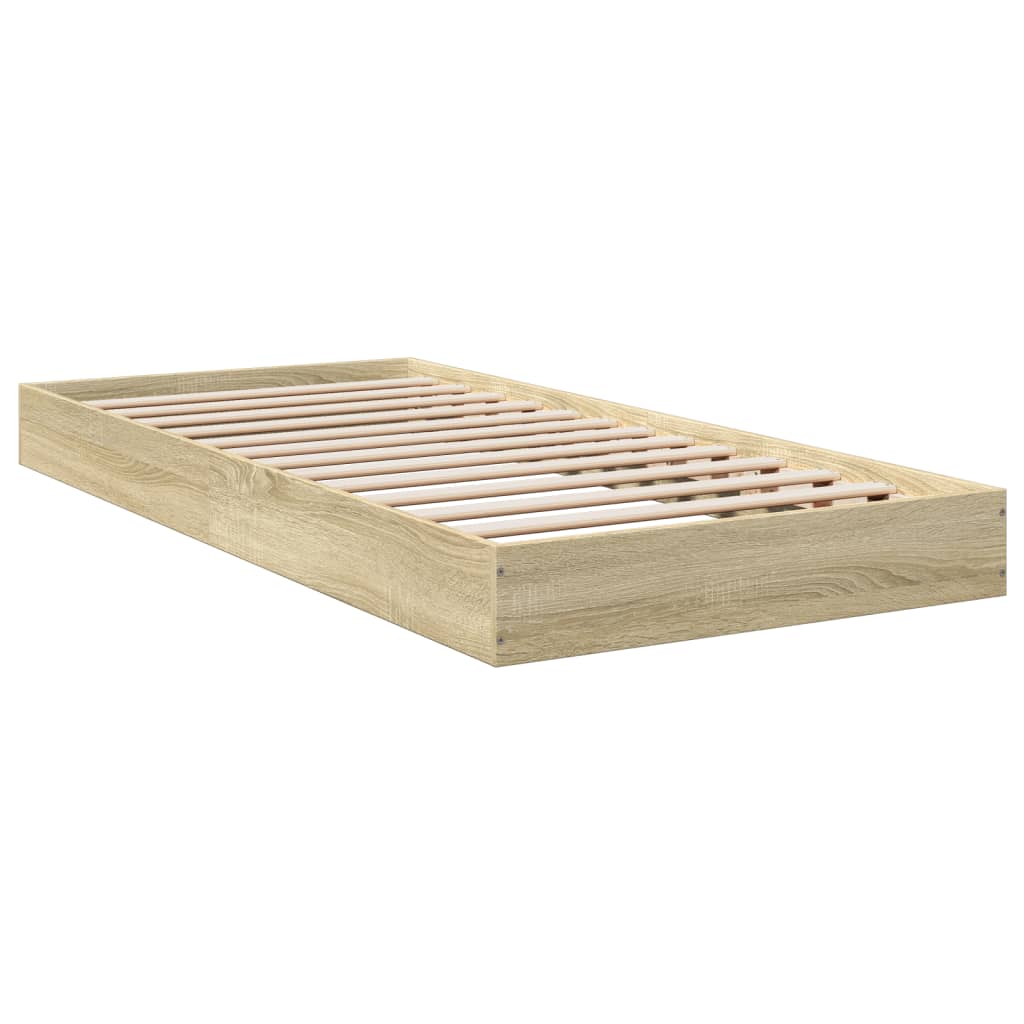 Bedframe zonder matras hout sonoma eikenkleurig 75x190 cm is nu te koop bij PeponiXL, paradijselijk wonen!