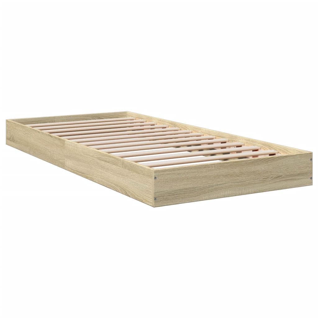 Bedframe zonder matras hout sonoma eikenkleurig 75x190 cm is nu te koop bij PeponiXL, paradijselijk wonen!