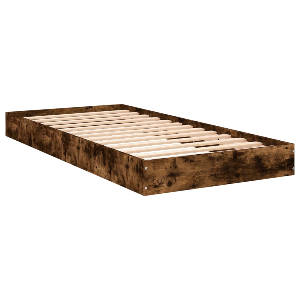 Bedframe zonder matras hout gerookt eikenkleurig 75x190 cm is nu te koop bij PeponiXL, paradijselijk wonen!