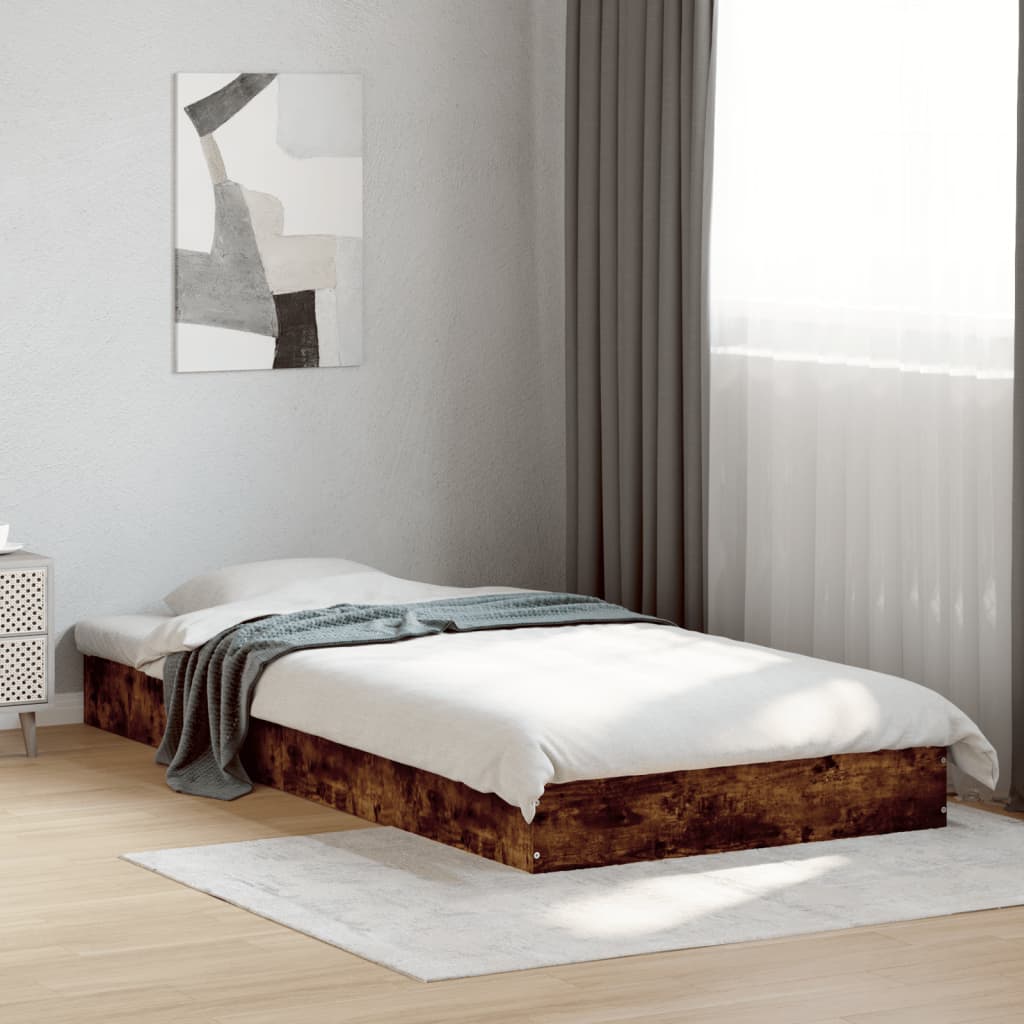 Bedframe zonder matras hout gerookt eikenkleurig 75x190 cm is nu te koop bij PeponiXL, paradijselijk wonen!