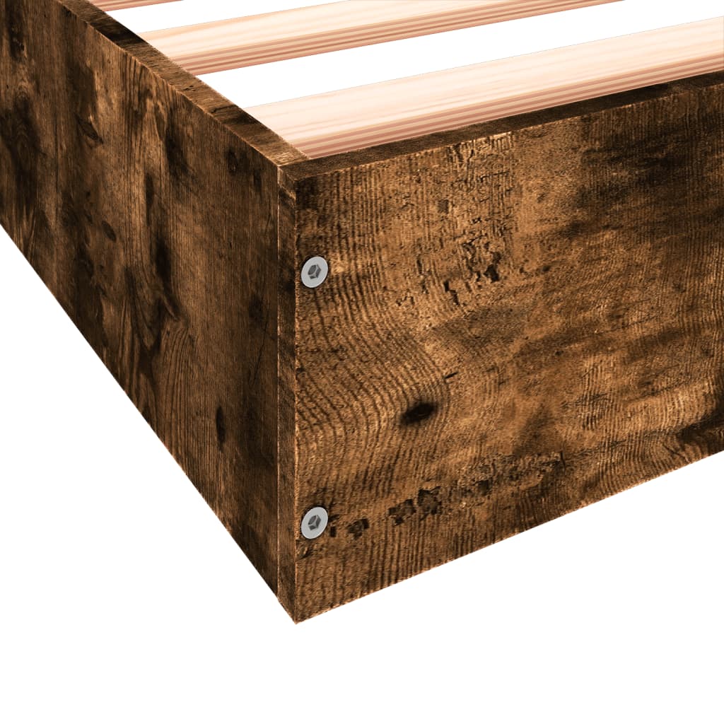 Bedframe zonder matras hout gerookt eikenkleurig 75x190 cm is nu te koop bij PeponiXL, paradijselijk wonen!