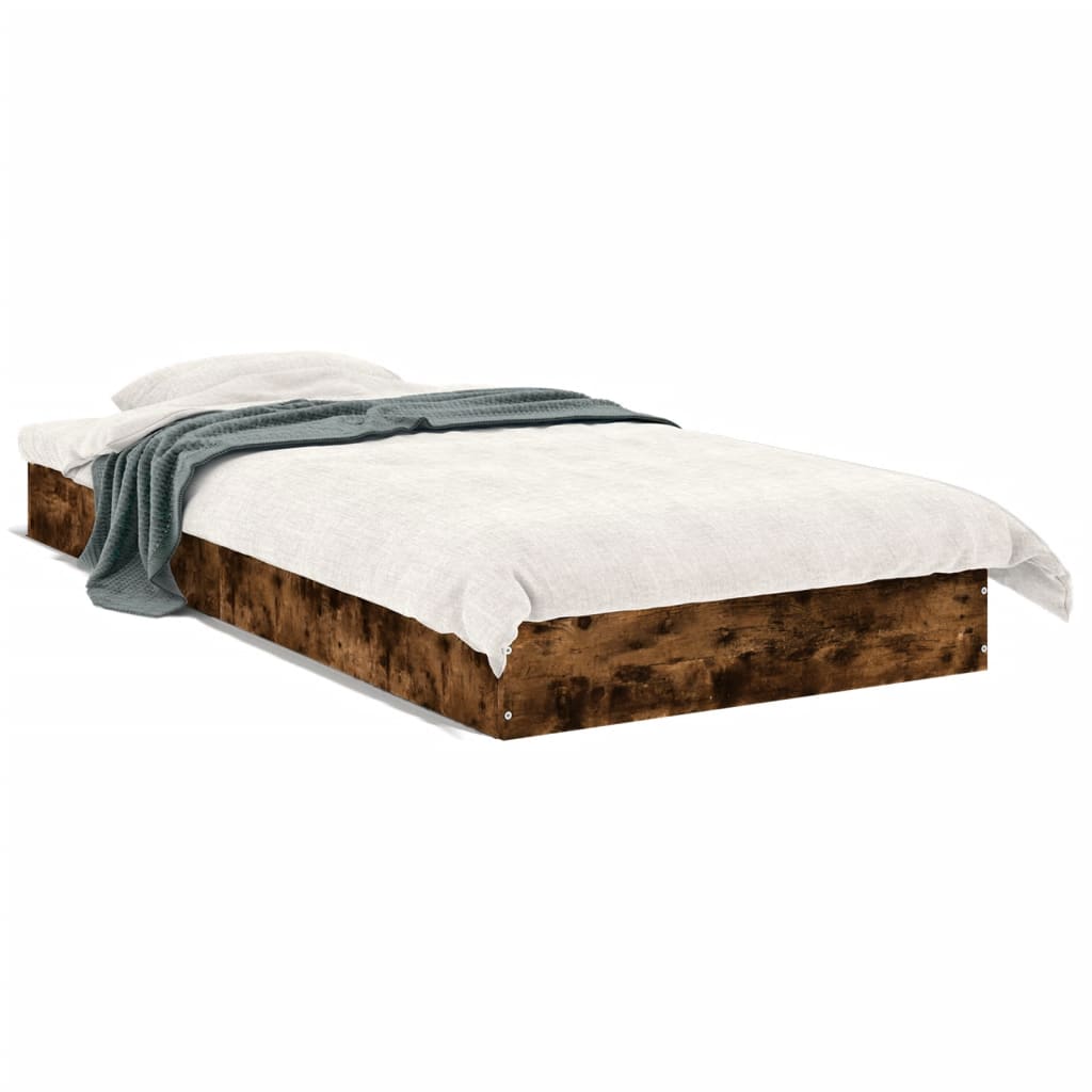 Bedframe zonder matras hout gerookt eikenkleurig 75x190 cm is nu te koop bij PeponiXL, paradijselijk wonen!