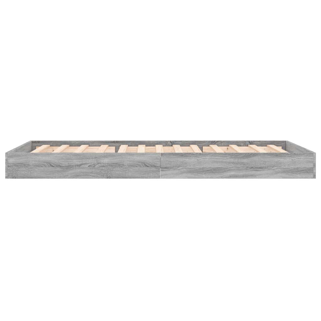 Bedframe bewerkt hout grijs sonoma eikenkleurig 75x190 cm is nu te koop bij PeponiXL, paradijselijk wonen!