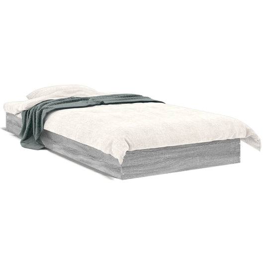 Bedframe bewerkt hout grijs sonoma eikenkleurig 75x190 cm is nu te koop bij PeponiXL, paradijselijk wonen!