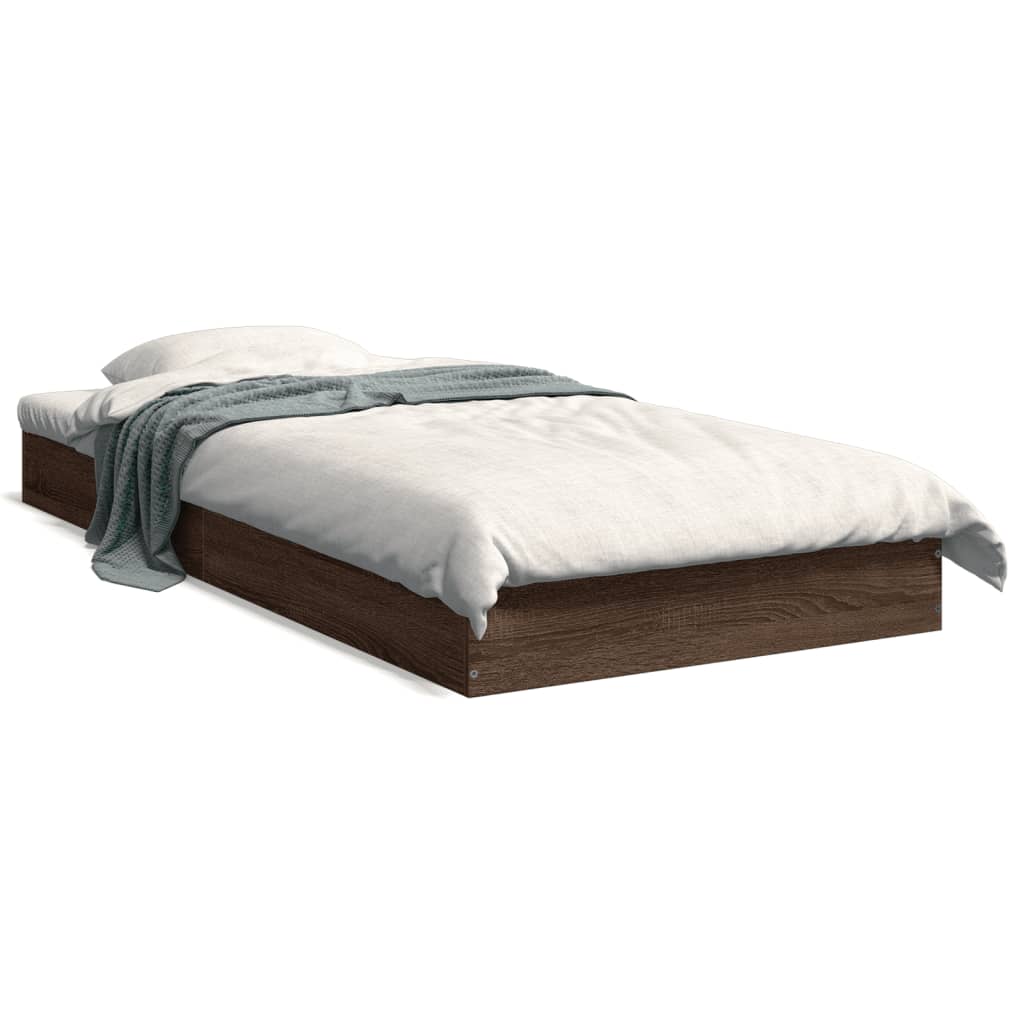 Bedframe zonder matras bewerkt hout bruin eikenkleur 75x190 cm is nu te koop bij PeponiXL, paradijselijk wonen!