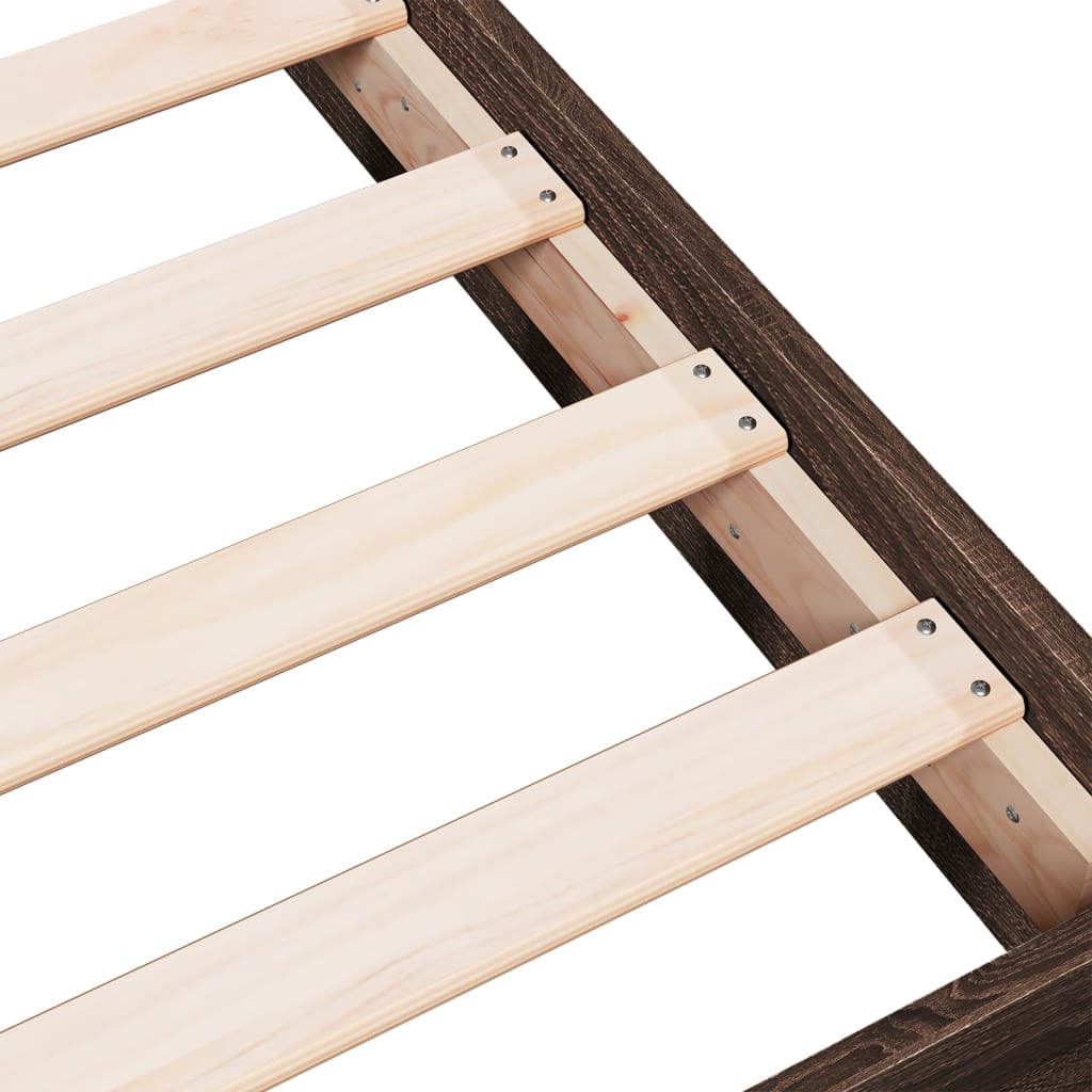 Bedframe zonder matras bewerkt hout bruin eikenkleur 75x190 cm is nu te koop bij PeponiXL, paradijselijk wonen!