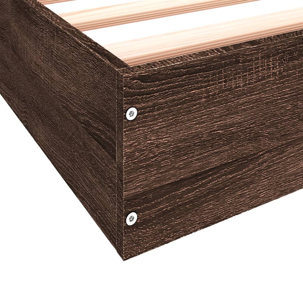 Bedframe zonder matras bewerkt hout bruin eikenkleur 75x190 cm is nu te koop bij PeponiXL, paradijselijk wonen!