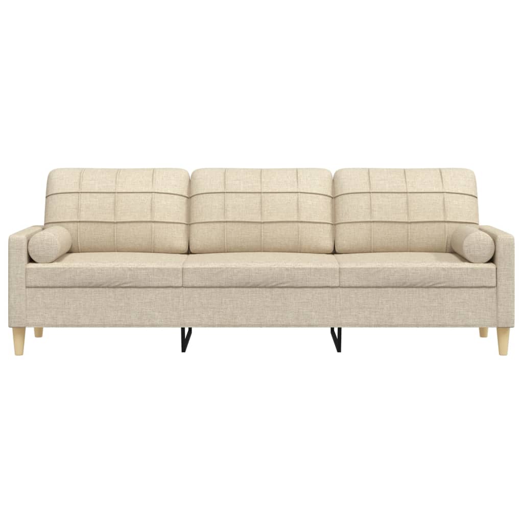3-zitsbank met sierkussens 210 cm stof crèmekleurig is nu te koop bij PeponiXL, paradijselijk wonen!