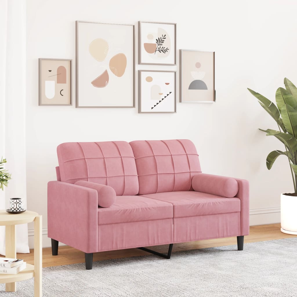 Tweezitsbank met sierkussens 120 cm fluweel roze is nu te koop bij PeponiXL, paradijselijk wonen!