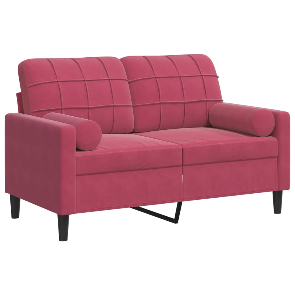 Tweezitsbank met sierkussens 120 cm fluweel wijnrood is nu te koop bij PeponiXL, paradijselijk wonen!