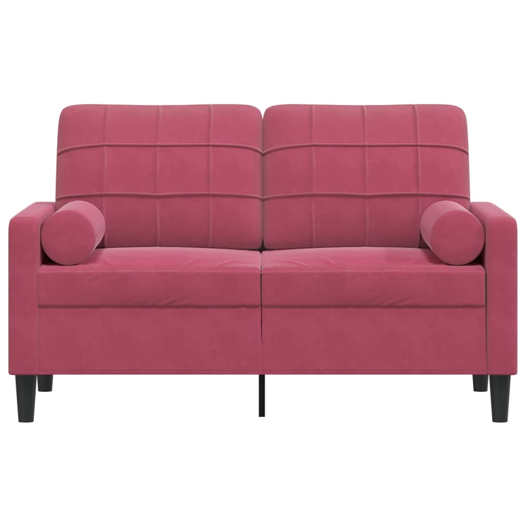 Tweezitsbank met sierkussens 120 cm fluweel wijnrood is nu te koop bij PeponiXL, paradijselijk wonen!