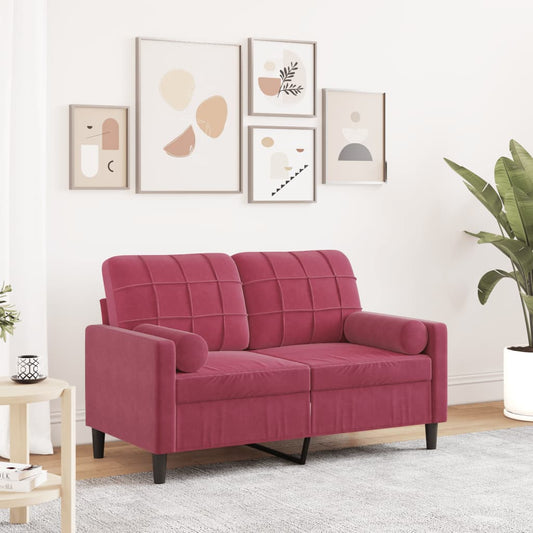 Tweezitsbank met sierkussens 120 cm fluweel wijnrood is nu te koop bij PeponiXL, paradijselijk wonen!