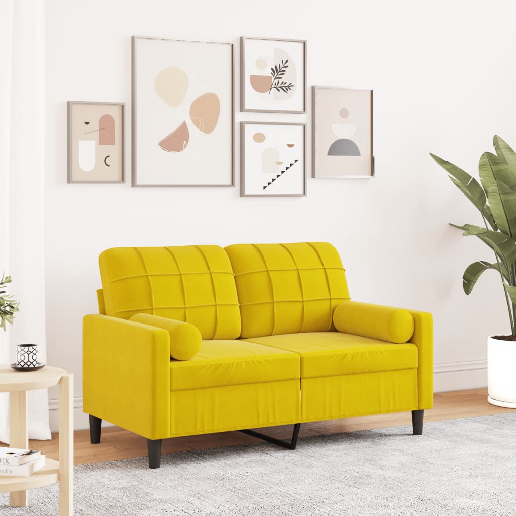 Tweezitsbank met sierkussens 120 cm fluweel geel is nu te koop bij PeponiXL, paradijselijk wonen!