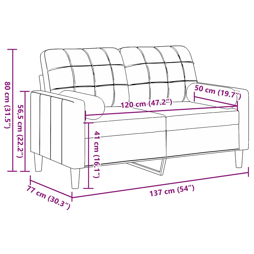 Tweezitsbank met sierkussens 120 cm fluweel crèmekleurig is nu te koop bij PeponiXL, paradijselijk wonen!