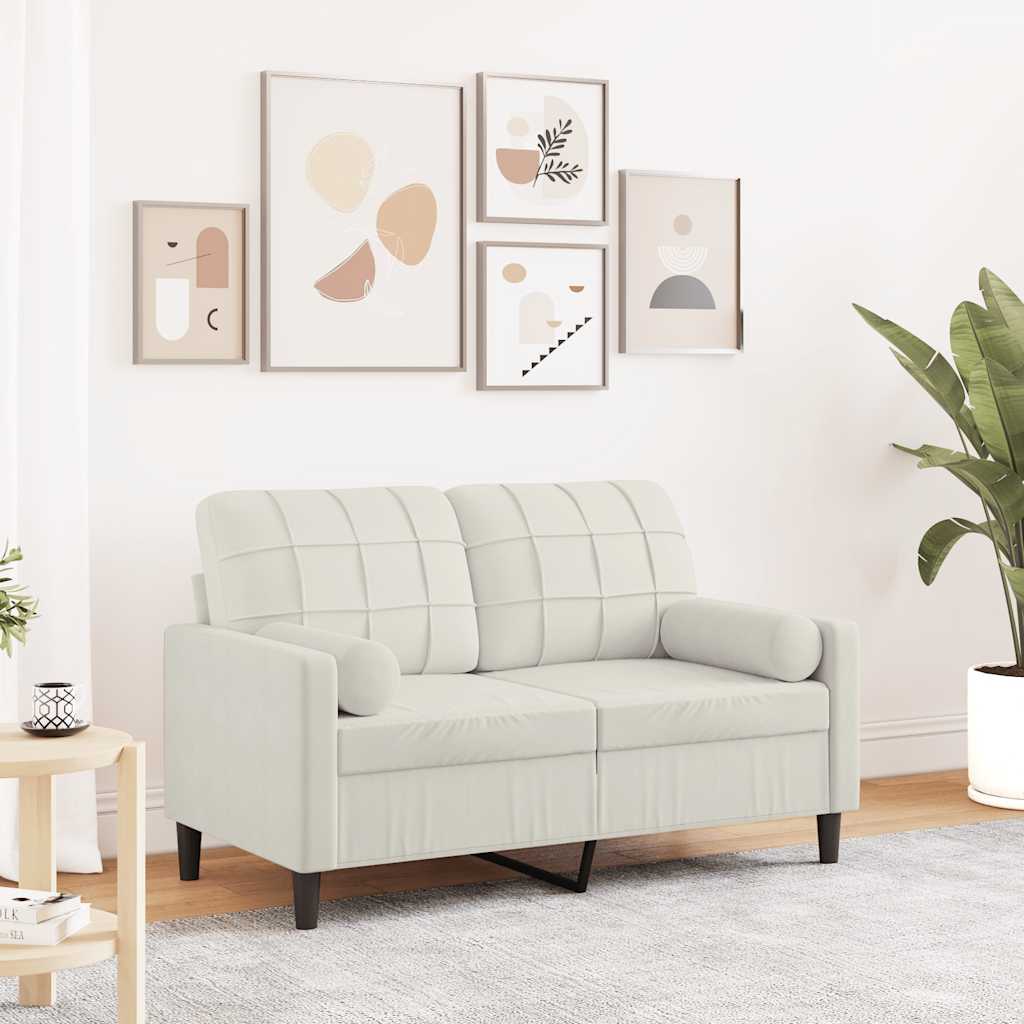 Tweezitsbank met sierkussens 120 cm fluweel crèmekleurig is nu te koop bij PeponiXL, paradijselijk wonen!