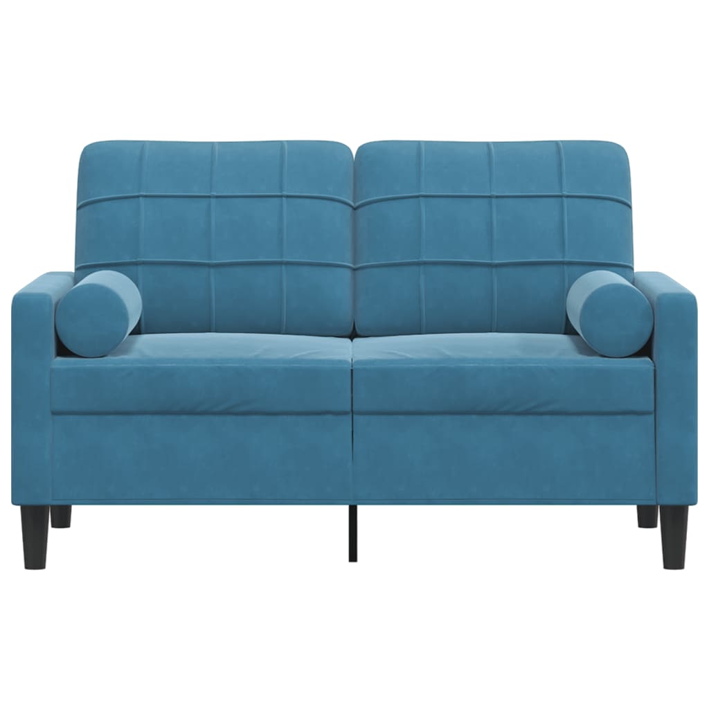 Tweezitsbank met sierkussens 120 cm fluweel blauw is nu te koop bij PeponiXL, paradijselijk wonen!