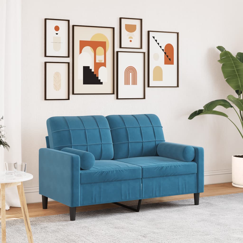 Tweezitsbank met sierkussens 120 cm fluweel blauw is nu te koop bij PeponiXL, paradijselijk wonen!