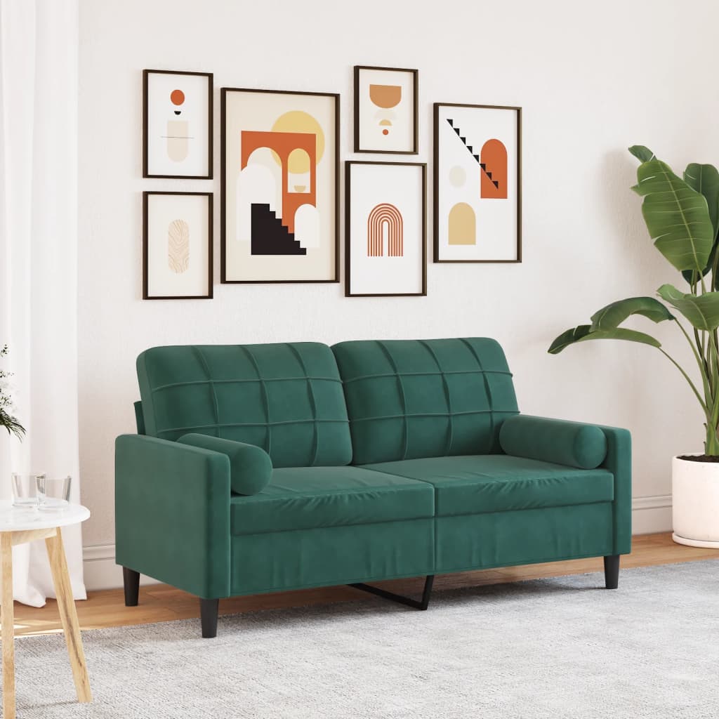 Tweezitsbank met sierkussens 140 cm fluweel donkergroen is nu te koop bij PeponiXL, paradijselijk wonen!