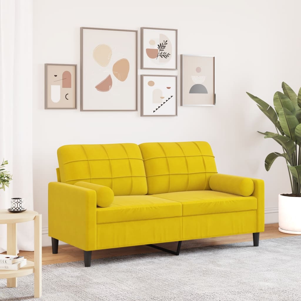 Tweezitsbank met sierkussens 140 cm fluweel geel is nu te koop bij PeponiXL, paradijselijk wonen!