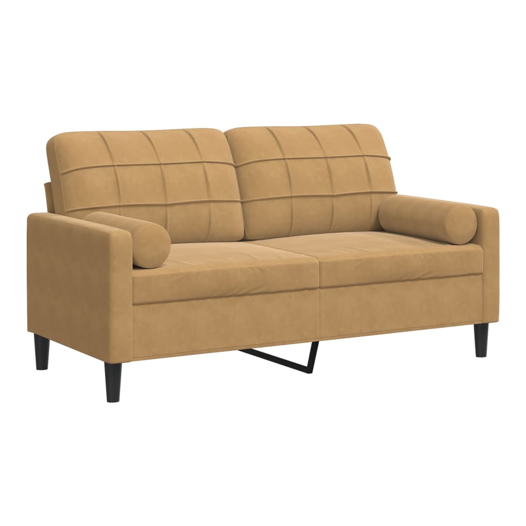 Tweezitsbank met sierkussens 140 cm fluweel bruin is nu te koop bij PeponiXL, paradijselijk wonen!