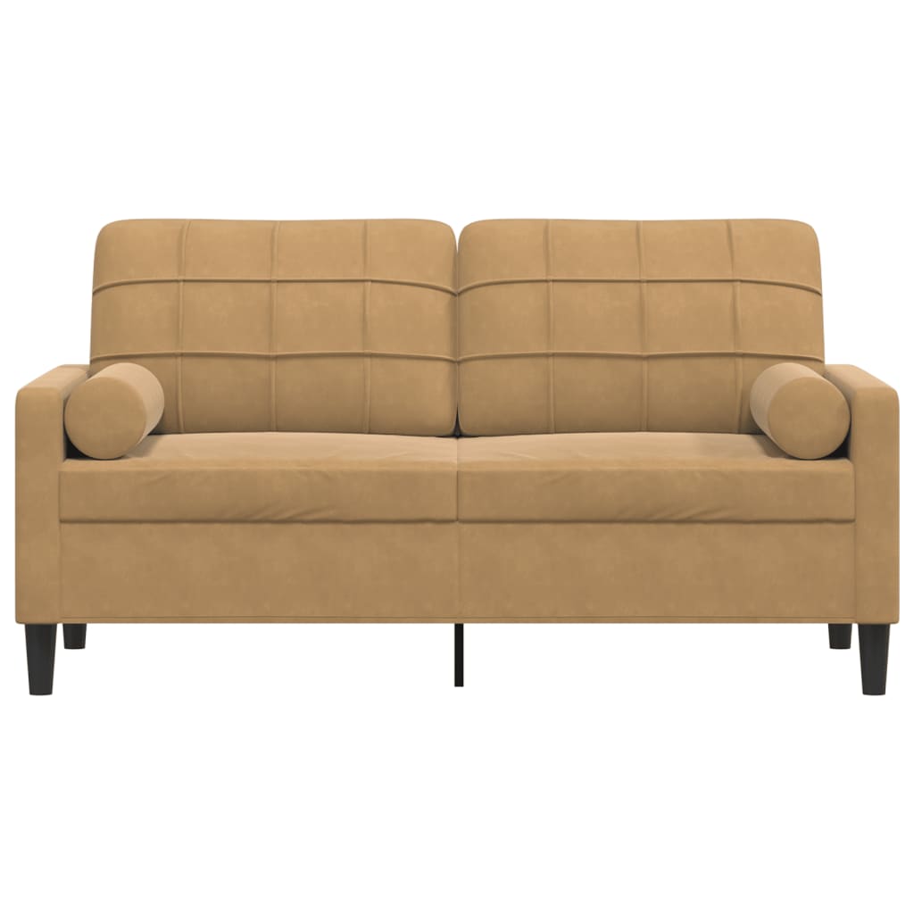 Tweezitsbank met sierkussens 140 cm fluweel bruin is nu te koop bij PeponiXL, paradijselijk wonen!